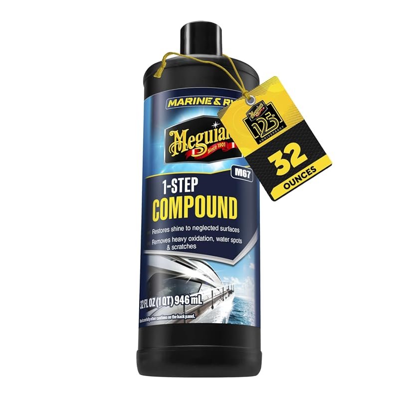 Meguiar’s M67 One‑Step Marine & RV Compound, 32 oz for Fast Scratch Re