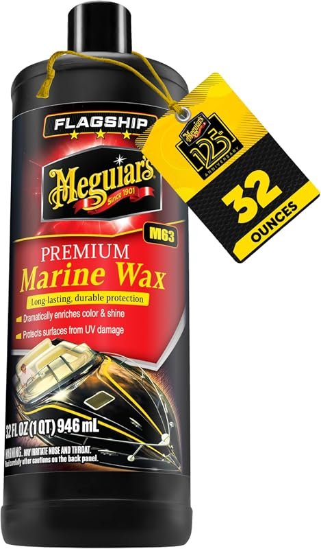 Meguiar’s M63 Flagship Premium Marine Wax, 32 oz for Deep Gloss, UV Sh