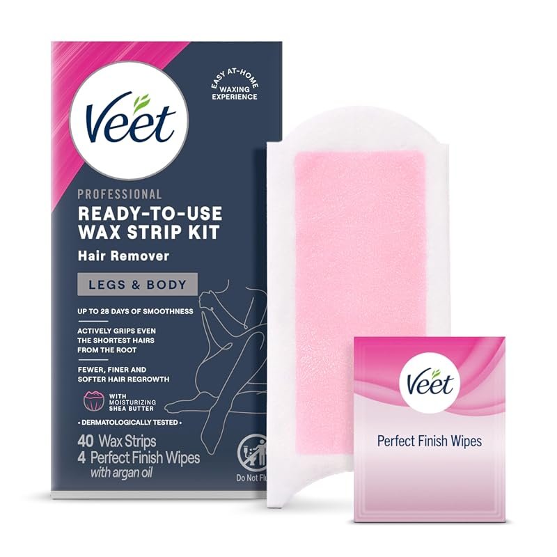 VEET Ready‑To‑Use Waxing Kit for Women includes 40 strips and 4 body w