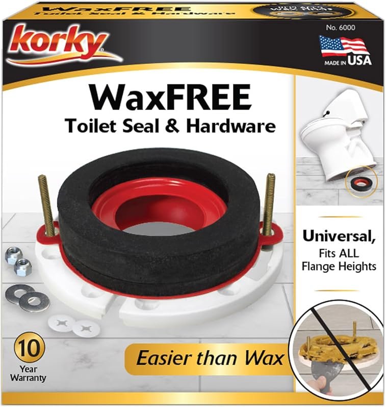 Korky WaxFree Toilet Seal Kit 6000 – Hardware Included, Easy Installat