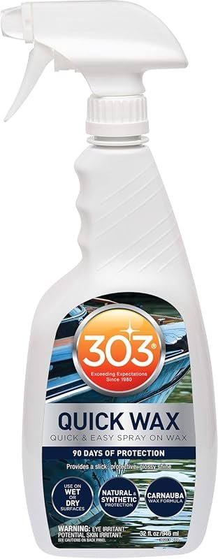 303 Marine Quick Wax, 32 oz Spray for Fiberglass and Gelcoat, Delivers