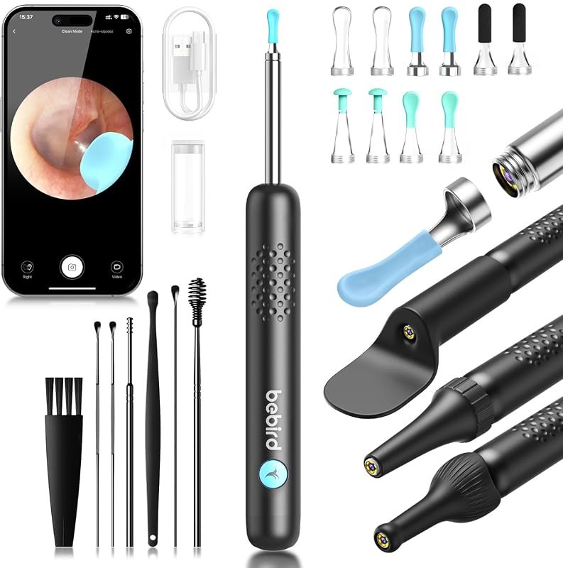 BEBIRD R1 Ear Wax Removal device includes HD ear camera, black design,