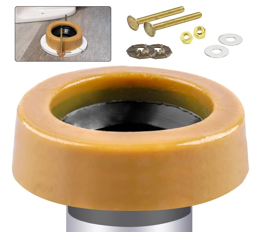 Extra Thick Toilet Wax Ring Replacement Kit – Includes Flange Bolts, D