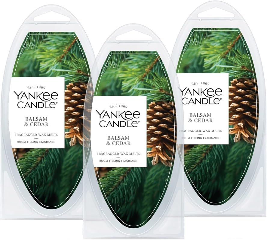 Yankee Candle Balsam & Cedar Wax Melts – 6 Count per Pack, 3 Packs, Lo