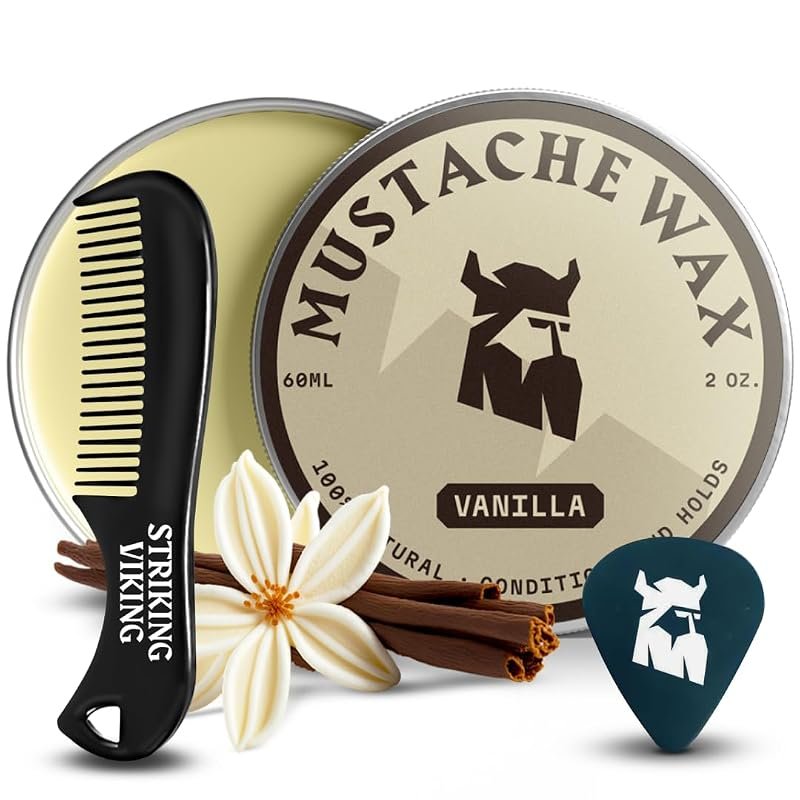Striking Viking Vanilla Mustache Wax Kit with Comb, 2 oz