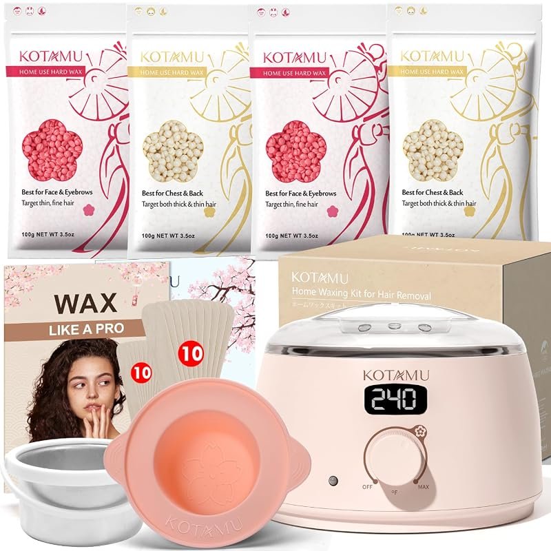 KOTAMU Pink Waxing Kit for Women and Men with digital wax pot warmer f