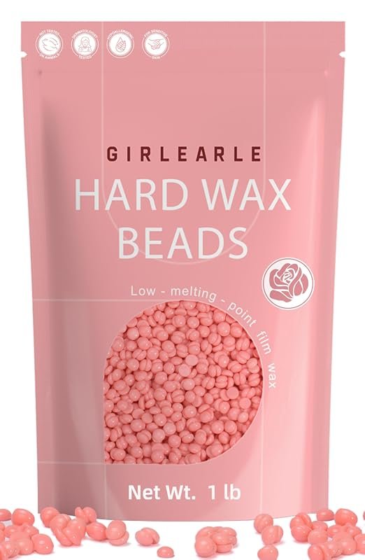 GIRLEARLE 1 lb rose‑formula wax beads gently remove hair from sensitiv
