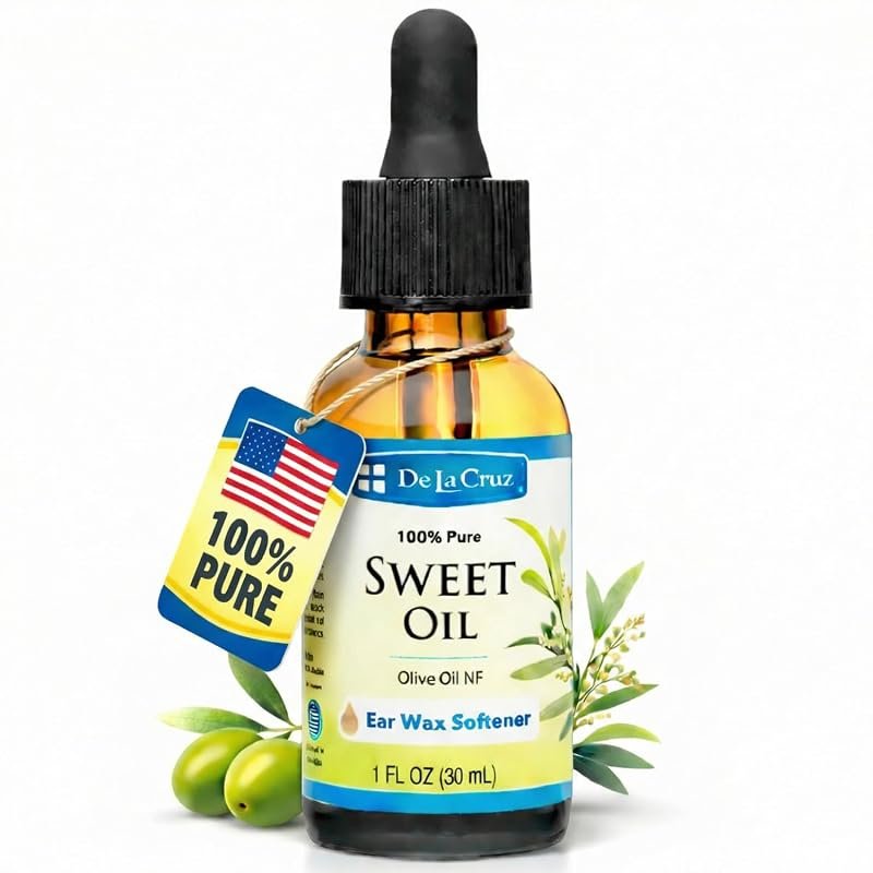 De La Cruz Sweet Oil Ear Oil – Natural Ear Wax Softener for Cleaning,