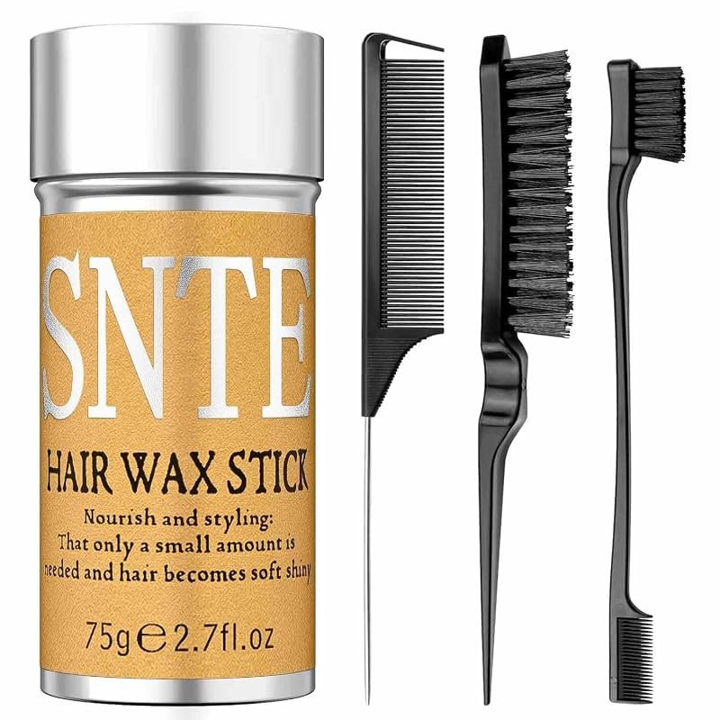Slick Back Brush & Wax Stick Set – Frizz Control for Ponytails, Buns,