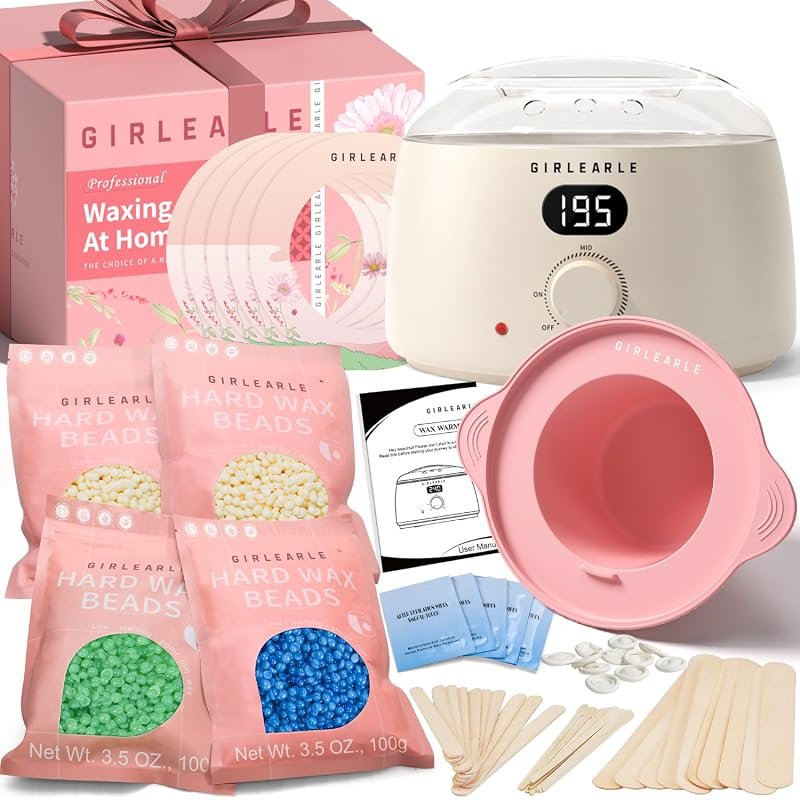 GIRLEARLE Digital Waxing Kit for Women and Men with wax pot warmer for