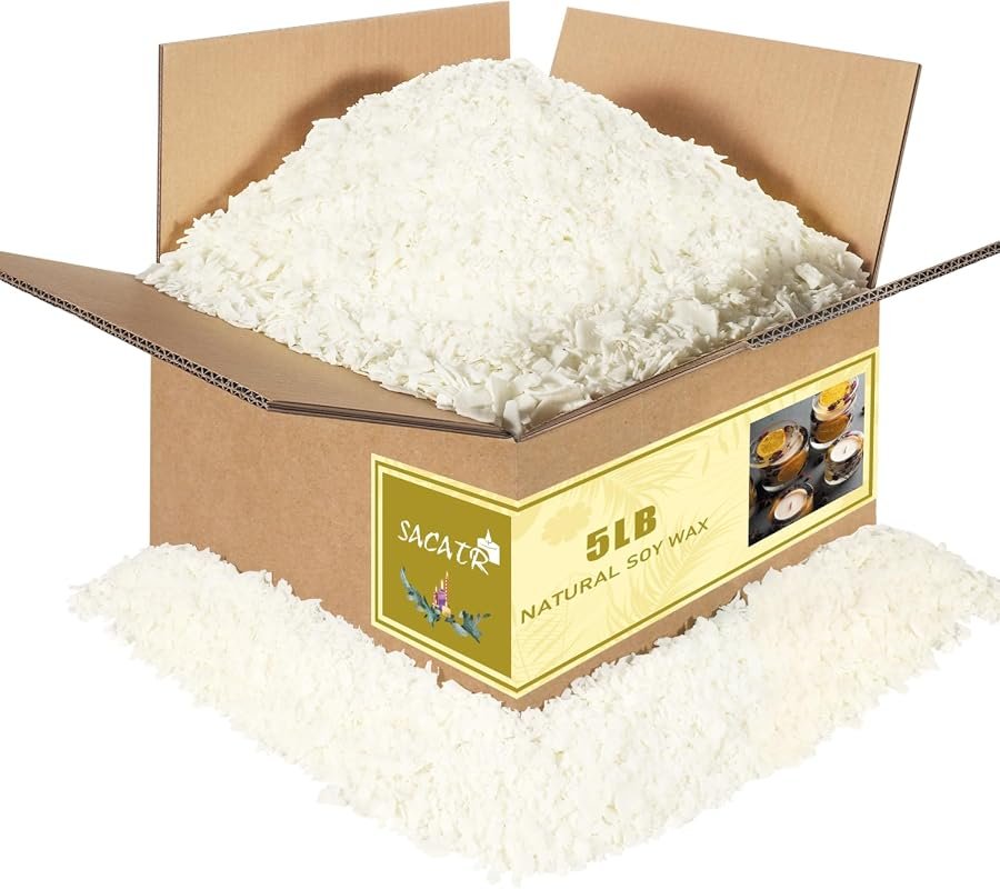 SACATR 5‑lb Soy Wax – 100% Pure Soy for Easy Candle Making, High Yield