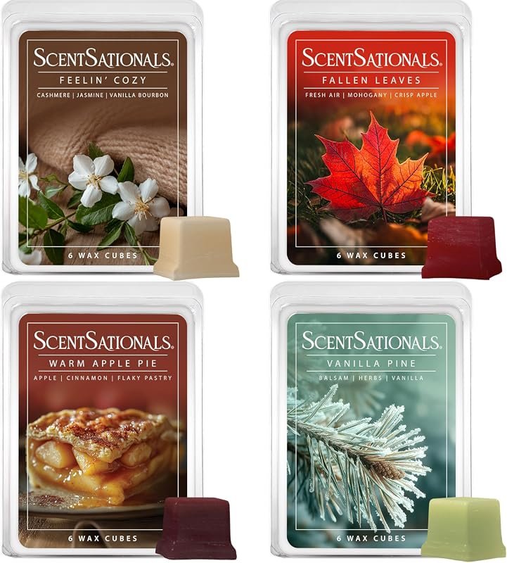 ScentSationals Harvest Home Fall Wax Melts 4‑Pack, 10 oz, long‑lasting strong scent with four cozy aromas