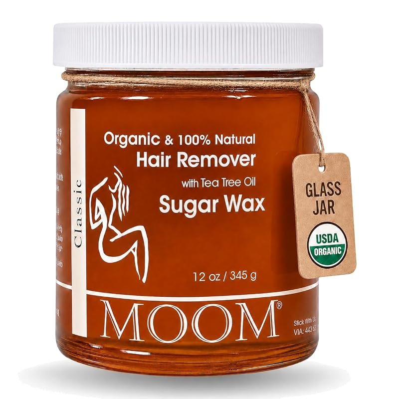 MOOM USDA Organic Sugar Wax, 12 oz, provides gentle, effective hair re