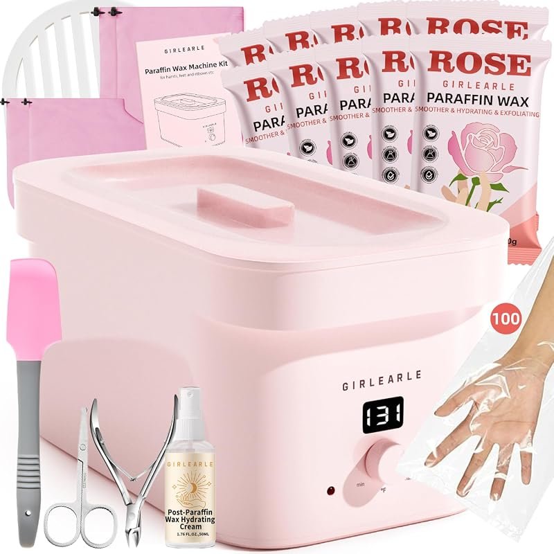 GIRLEARLE 7000ml Pink Paraffin Wax Machine for Hand and Feet with Spa-