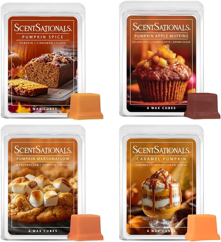 Scentsationals Pumpkin Party Wax Melts – 4 Pack, 10 oz (24 Cubes) with