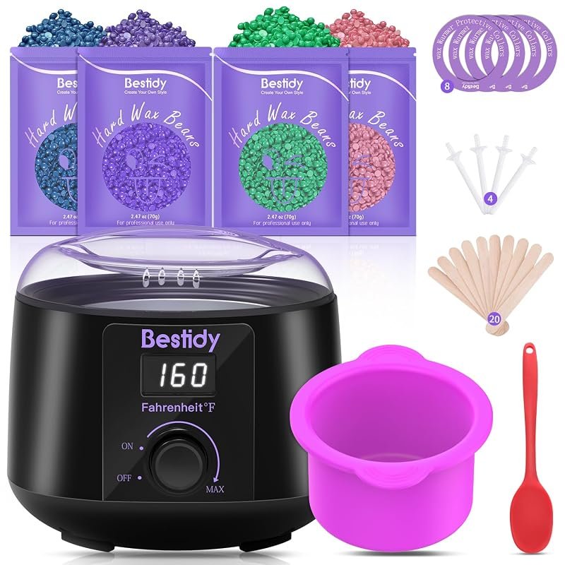 Home Waxing Kit for Women and Men features a fast‑heat wax warmer for 