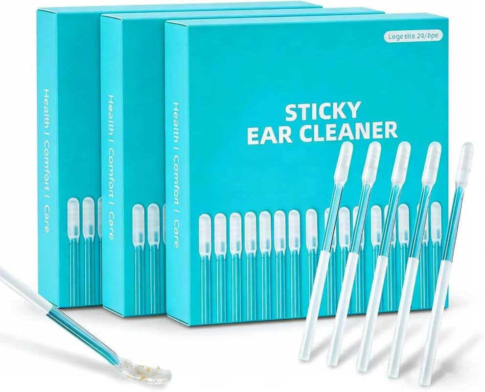 72‑Count Sticky Ear Cleaning Stick Kit – Reusable Soft‑Rubber Heads, G