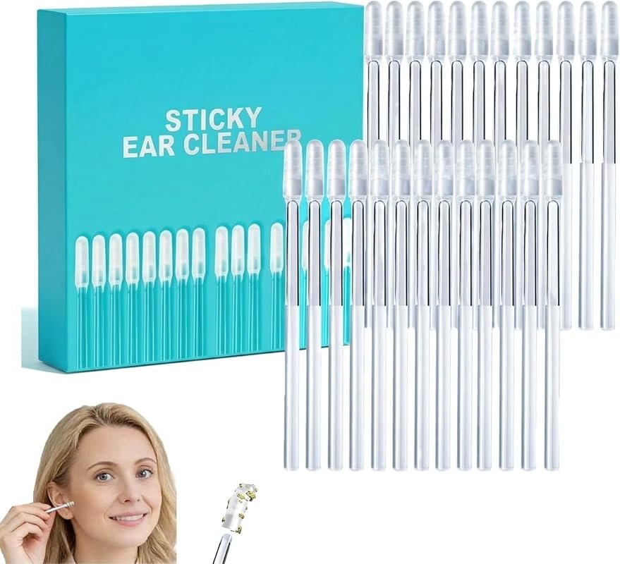 Reusable Sticky Ear Cleaning Sticks – Gentle Adhesive Rubber Picks, 24