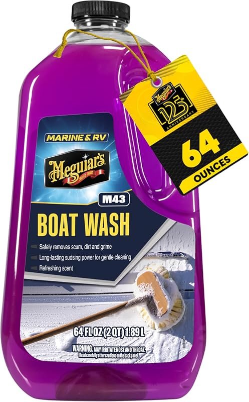 Meguiar's M43 Marine RV Boat Wash – 64 oz Cleaner Removes Salt, Dirt,