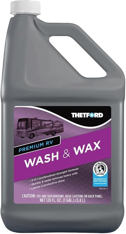 Thetford Premium RV Wash & Wax 1‑Gallon – Detergent and Carnauba Wax f