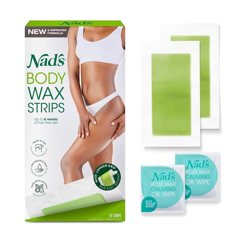 Nad's Body Wax Strips – 24‑Count At‑Home Hair Removal Kit for Women, E