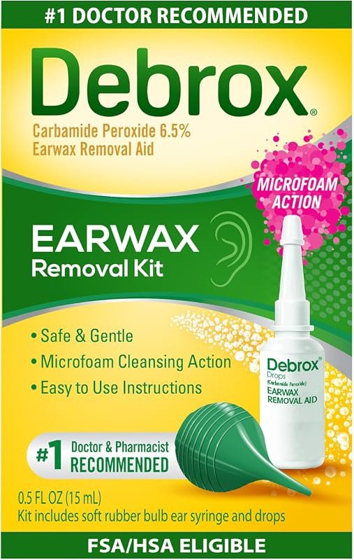 Debrox Ear Wax Removal Kit Includes Bulb Syringe and 0.5 Fl Oz Ear Dro