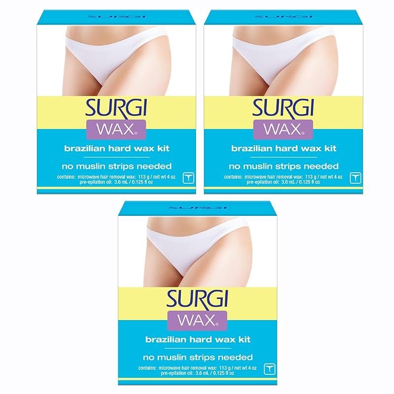 Surgiwax Brazilian Hard Wax Kit – 4 oz Boxes (Pack of 3) for Precise P