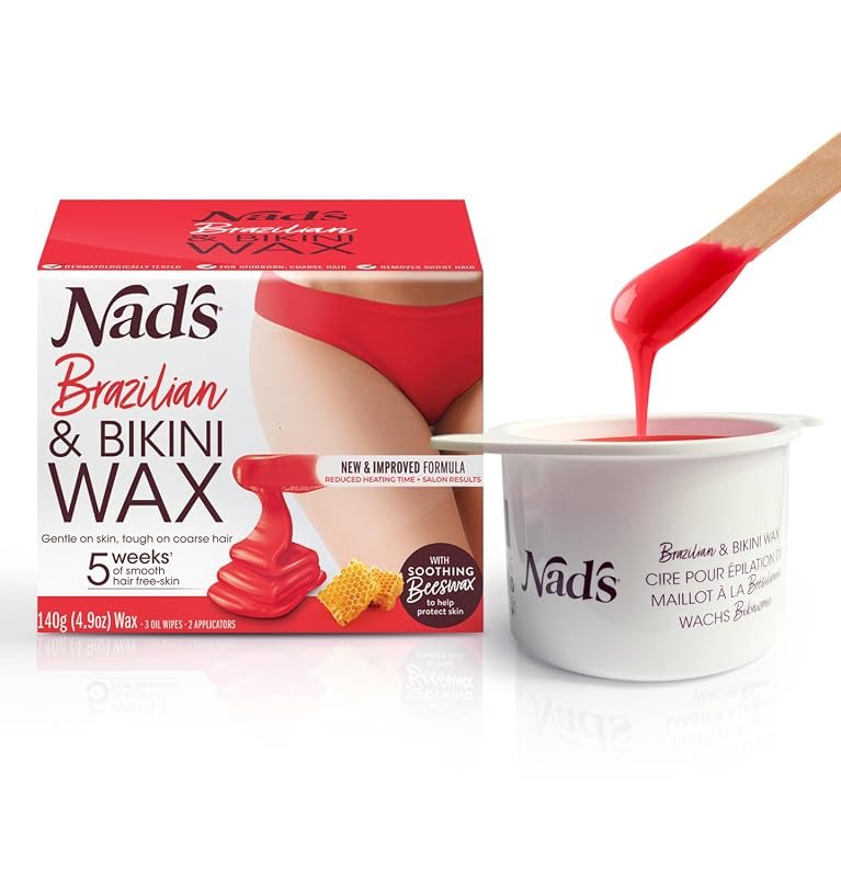 Nad's Brazilian Bikini Wax Kit – 4.9 oz Hard Wax Formulated for Coarse