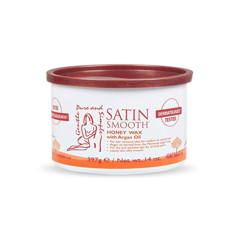 Satin Honey Wax with Argan Oil – 14 oz Amber Soft Wax for Hair Removal