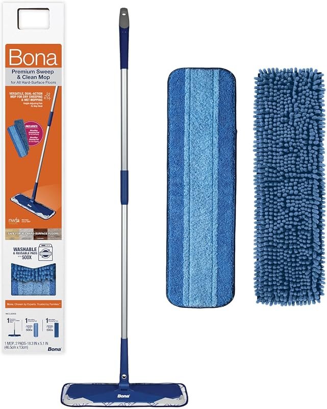Bona Premium Sweep & Clean Mop – Micro‑Fiber Pads for Dusting and Wet