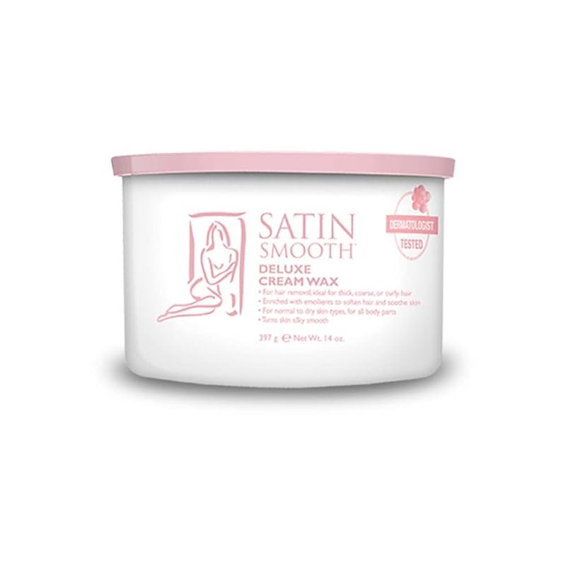 Satin Smooth Deluxe Cream Soft Wax – 14 oz, smooth hair removal for fa