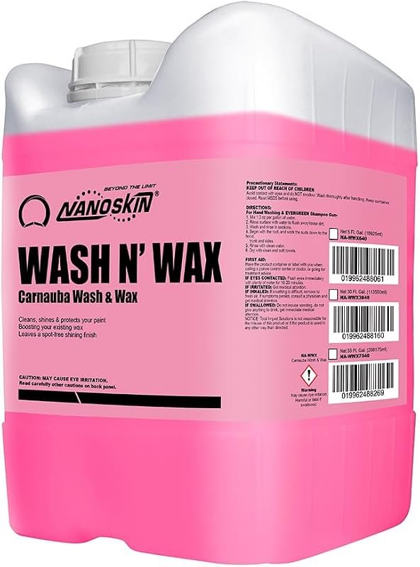 Nanoskin Wash N' Wax – Carnauba Wax Protection, 5‑Gallon Concentrated 