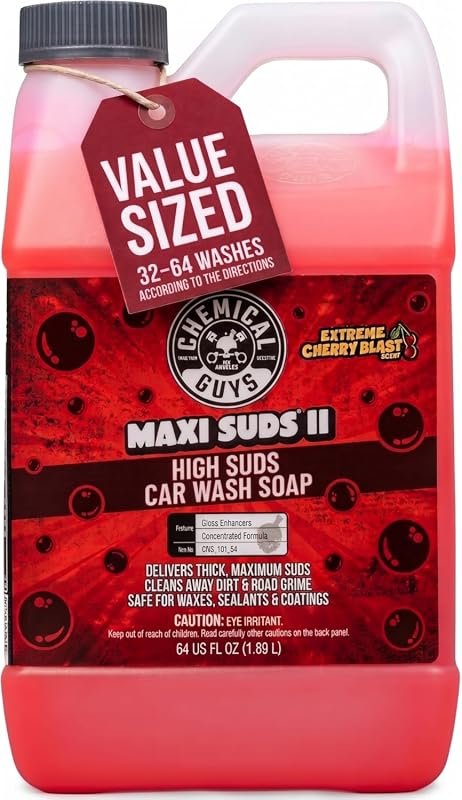 Chemical Guys Maxi Suds II Car Wash Soap – Cherry scent, 64 oz formula