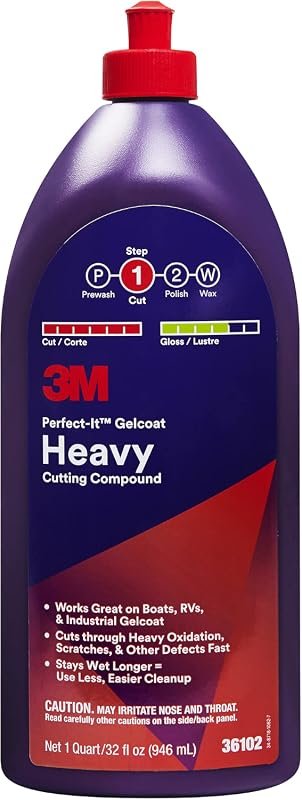 3M Perfect-It Gelcoat Heavy Cutting Compound – 1 Quart Powerful Abrasi