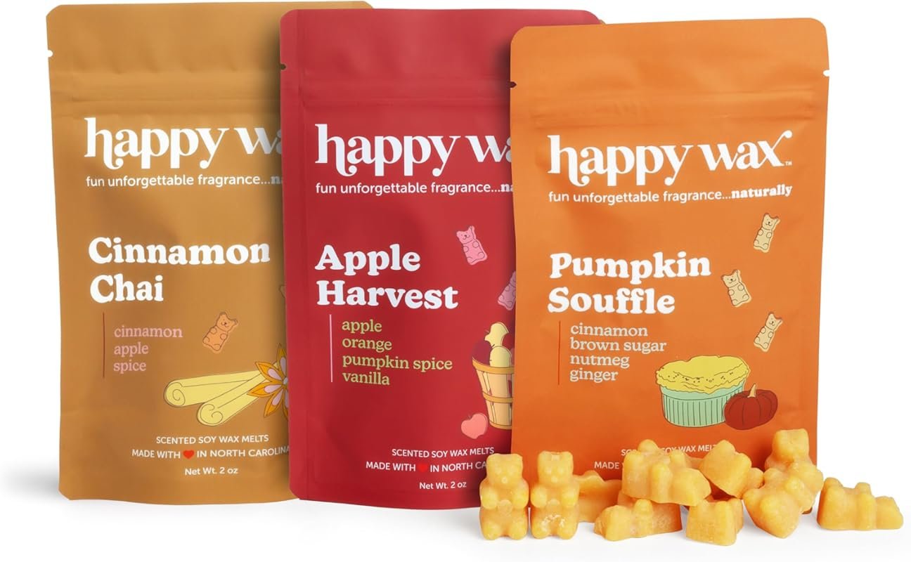 Happy Wax Fall Scented Soy Wax Melts – 6 oz Variety Pack, Savory Colle
