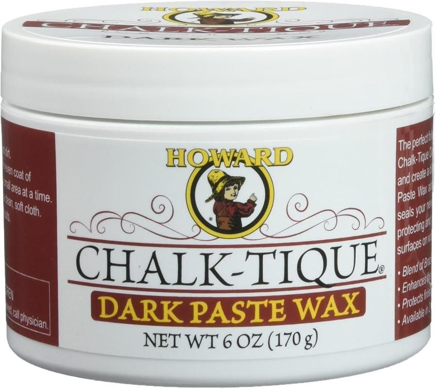 Howard 6 oz Chalk‑Tique Dark Paste Wax – Beeswax Wood Polish for Enhan