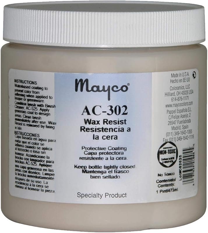 Mayco 1 Pint Wax Resist – Versatile Glaze Repellent for Bisque, Greenw