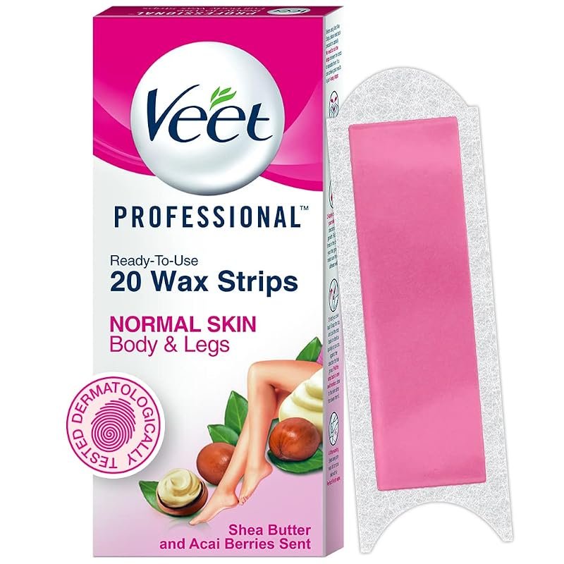 Veet Full Body Waxing Kit for Normal Skin – 40 Ready‑To‑Use Strips wit