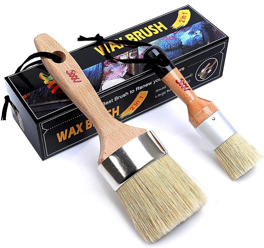 Chalk and Wax Paint Brushes – 2‑pack natural bristle set for furniture