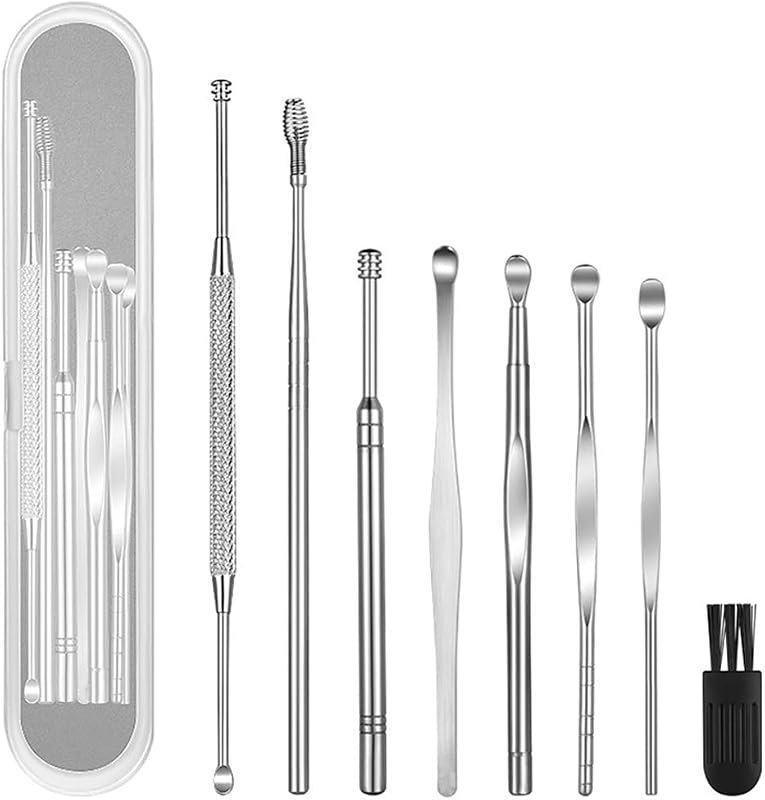 Geengle 8‑Piece Ear Pick Earwax Removal Kit with Curette, Cleaning Bru