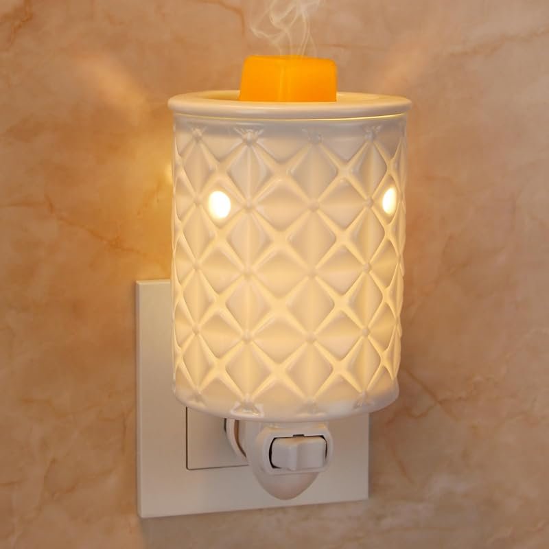 STAR MOON ceramic plug‑in wax melt warmer with night‑light, two bulbs,