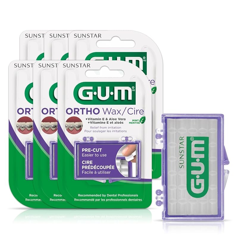 GUM Mint Orthodontic Wax – Fresh Mint Flavor, Single‑Use Dot Pack (6 C