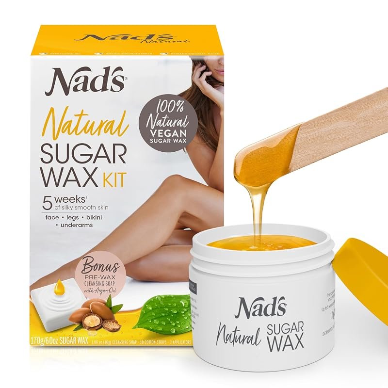 Nad's Natural Sugar Wax Kit 6 oz – Vegan Hair Removal Solution with Re