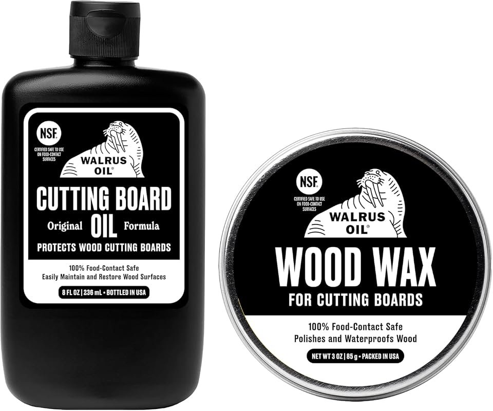 Walrus Oil Cutting Board Oil & Wax Set – 100% Food‑Safe for Boards, Bu