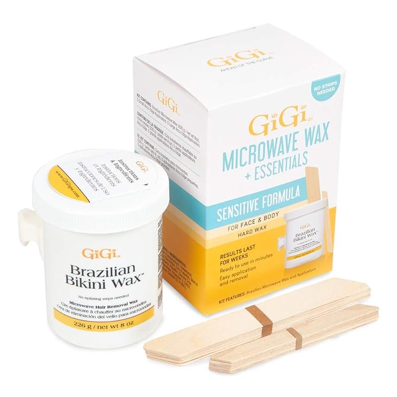GiGi 8 oz Brazilian Bikini Microwave Hard Wax Kit – Fast Face and Body