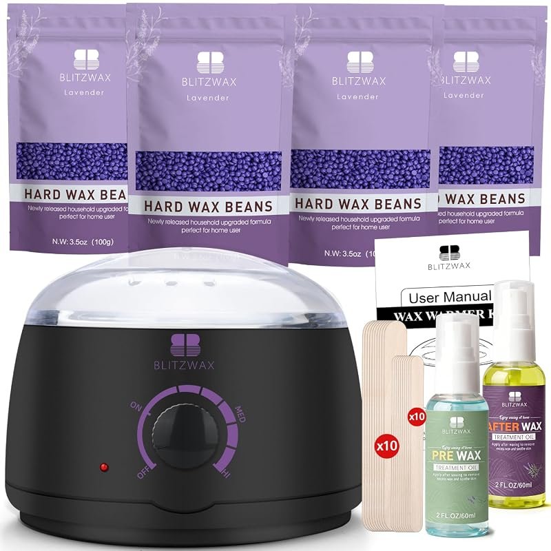BLITZWAX Women’s Waxing Kit with Warmer – 28‑Piece Brazilian Bikini Se
