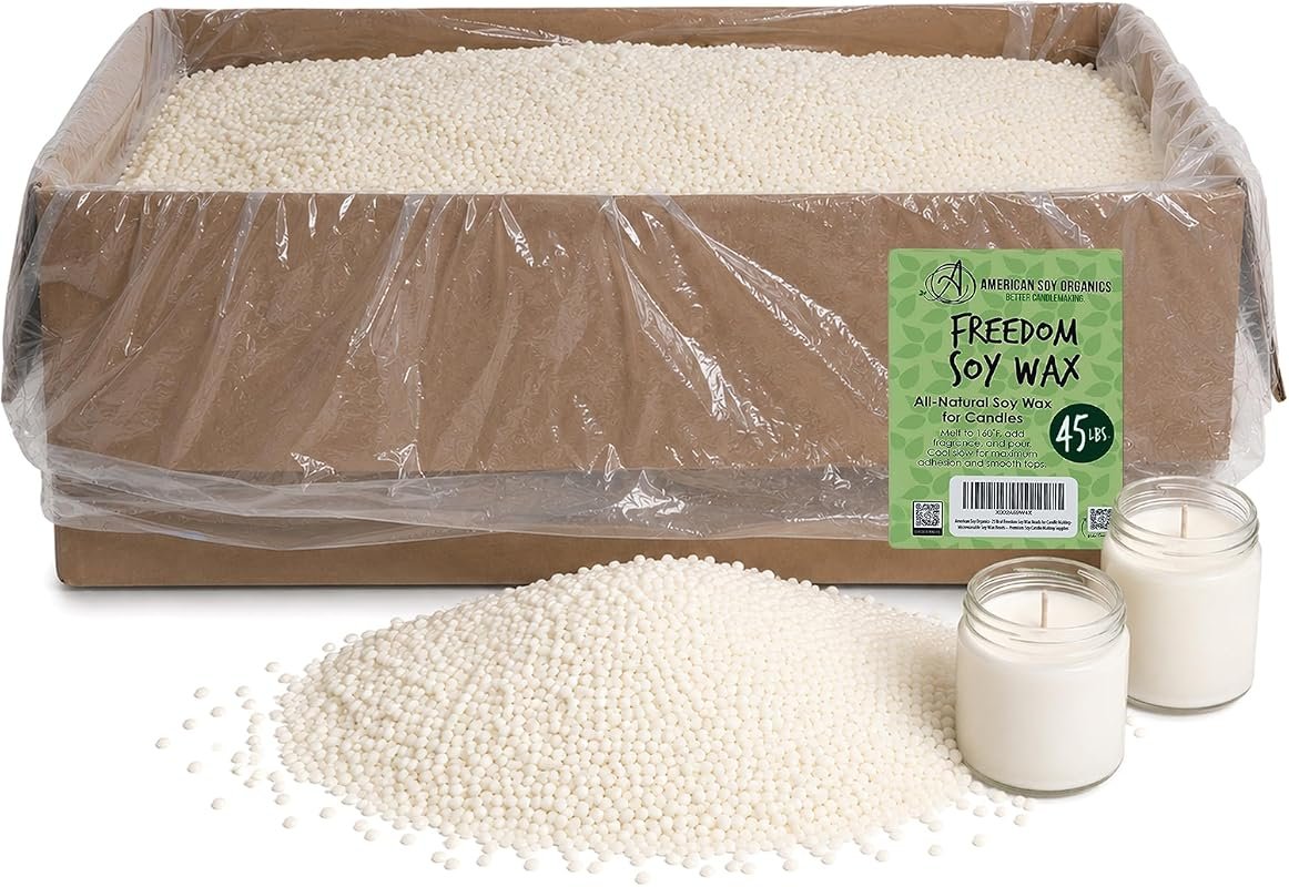 American Soy Organics Freedom Soy Wax Beads – 45‑lb Bulk All‑Natural C