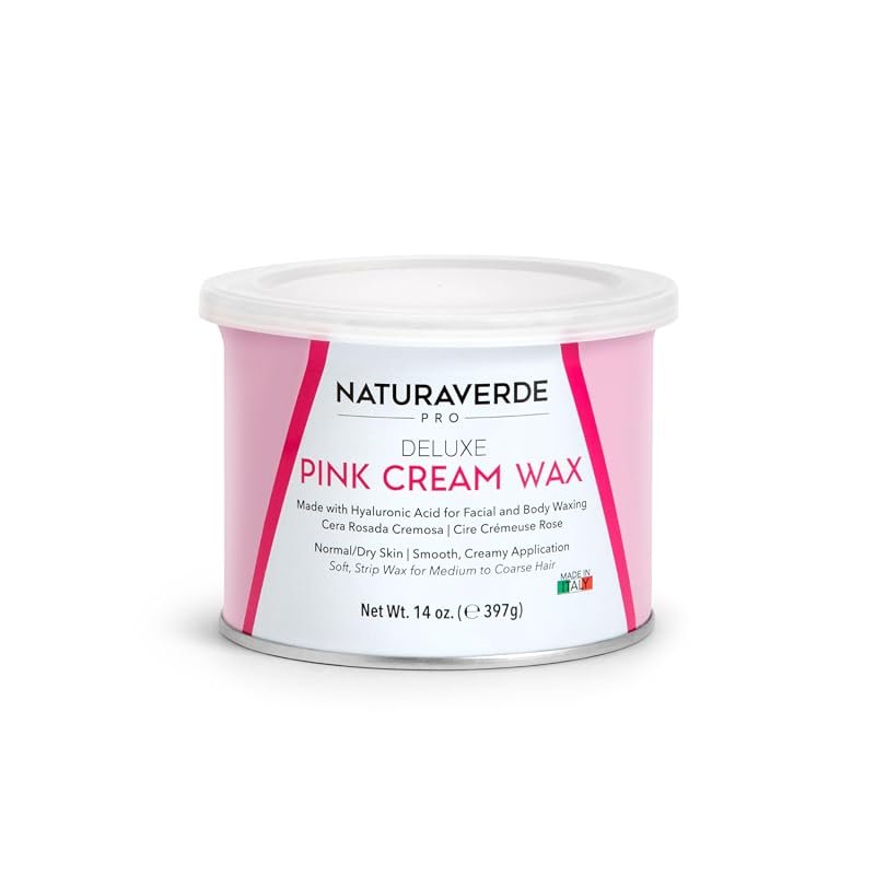 NaturaverdePro Deluxe Pink Cream Soft Wax – 14 oz Formula for Sensitive Skin, Body & Facial Hair Removal