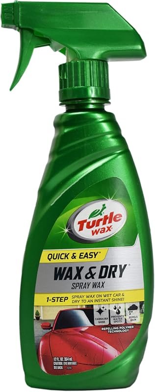 Turtle Wax Quick & Easy Wax and Dry Spray – 1‑Step Carnauba Shine, Wat