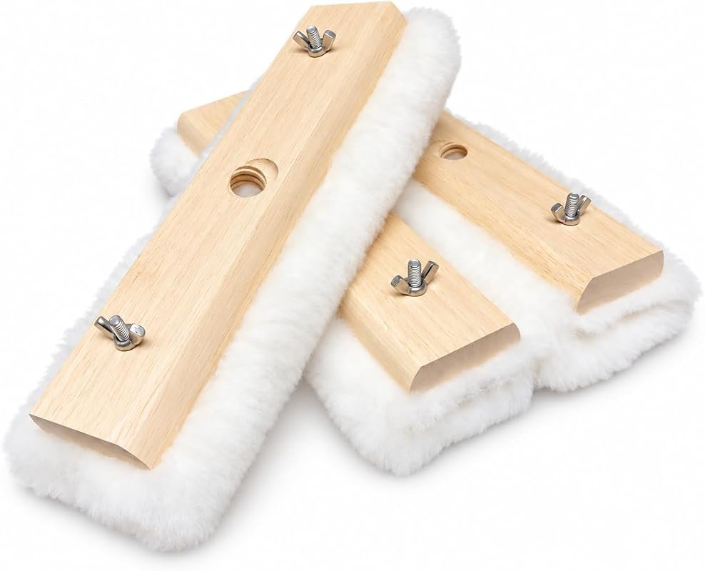 Tru‑Lamb 10‑inch natural lambskin floor applicators (3‑pack) provide l